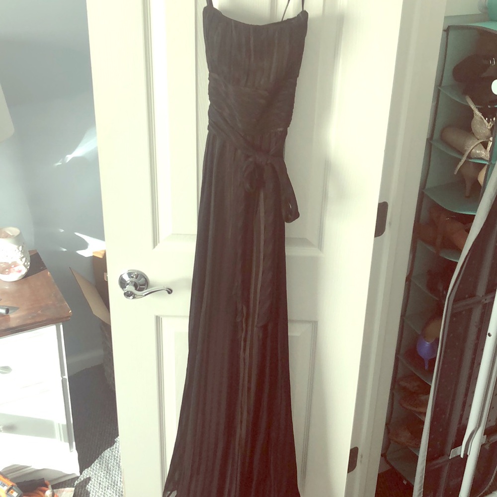 BCBG maxi length black chiffon dress